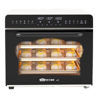 新艾瑞斯E5黑色烤箱家用40L大容量风炉平炉空气炸发酵四合一体机多功能私房家庭烘焙电烤箱 黑色 40L