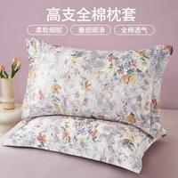 艾维 高支加密全棉枕套枕头套家用柔软透气100棉纯棉单枕套一对装