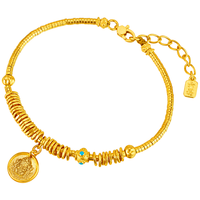 六福珠宝 黄金手链 黄财神福满传家 13.56g