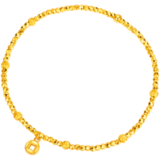 六福珠宝 黄金手链钱途似锦足金金珠财福盈余手串 计价GJG0174DS 约2.49克