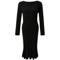 三彩2025秋季针织连衣裙V领收腰鱼尾裙长裙显瘦优雅M M 160/84A