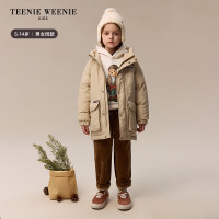 TEENIE WEENIE Kids小熊童装24秋男童经典三防刺绣派克羽绒服 米色 130cm