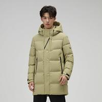 美津浓 男女同款中性款保暖冬季连帽白鸭绒羽绒服加厚中长款外套