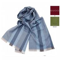 GUCCI 100%羊毛优雅条纹围巾披肩秋冬保暖