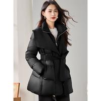 安瑞井 欧美轻奢千金名媛女式羽绒服秋冬加绒加厚保暖翻领设计高级感外套