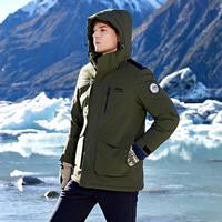 吉普 秋冬男式羽绒冲锋衣防风保暖可脱卸帽羽绒服男冲锋衣外套