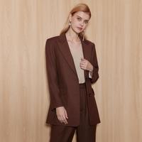 爱特爱 女士复古直筒呢子西装外套