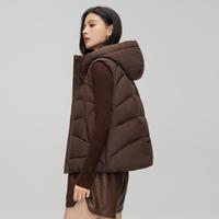 雪中飞 【甄选鸭绒】女士连帽短款羽绒马甲秋冬简约时尚保暖