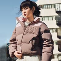 限尺码：adidas 三叶草 2025冬季新款女装立领加厚保暖休闲时尚撞色短款羽绒服外套女