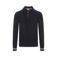 BURBERRY 经典条纹 男式弹力舒适长袖通勤翻领Polo羊毛衫