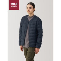 無印良品 MUJI 男式 轻量羽绒便携式 无领夹克 深藏青色