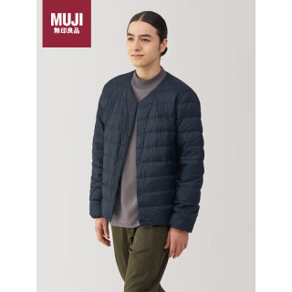 無印良品 MUJI 男式 轻量羽绒便携式 无领夹克 深藏青色