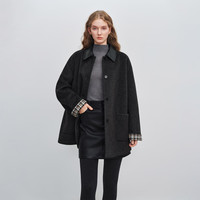  ZIQIAO/自巧 格纹拼接 女士毛呢外套  M (尺码：4)