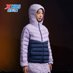 特步 童装儿童羽绒服男女童通码拼接3M 罗兰紫-绒子含量55% 170 充绒量84g
