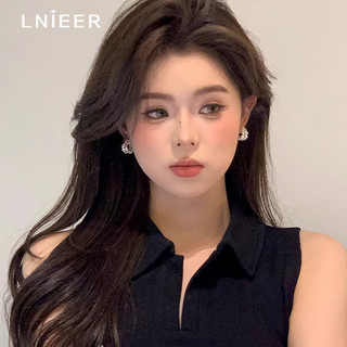 Lnieer银色圈圈碎银子耳环女2025新款爆款高级感素圈耳圈小众设计耳钉 银色碎银子耳环