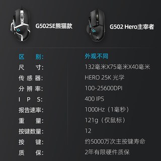 罗技 G502 HERO 有线游戏鼠标
