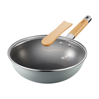 炊大皇炒锅 316L不锈钢炒菜锅煎锅 平底不粘炒锅32cm 可立可视盖不挑灶