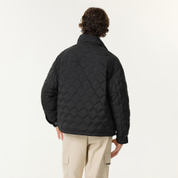 坦博尔 短款羽绒服男2025冬季菱格纹休闲百搭保暖外套男装TA5330273D 黑色 S