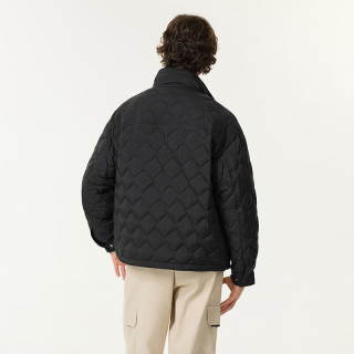 坦博尔 短款羽绒服男2025冬季菱格纹休闲百搭保暖外套男装TA5330273D 黑色 S