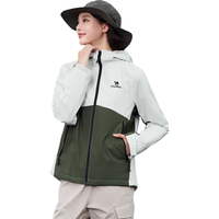 骆驼（CAMEL）三防户外登山服女加绒连帽防泼风衣外套 J24CAYL6655 湖茶绿 L 【女】6655，湖茶绿