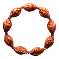 沐恩橄榄核雕手串大籽老油核雕刻 横竖来财18x28mm