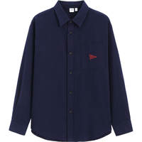 Gap 男装秋冬款纯棉刺绣logo长袖衬衫美式休闲上衣678572