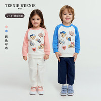 Teenie Weenie Kids小熊童装25年男女宝宝撞色插肩袖印花卫衣 粉色 110 cm