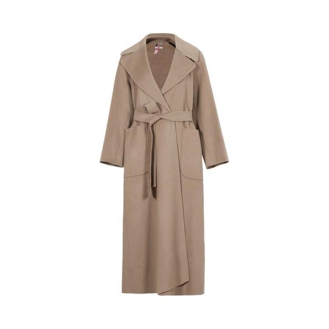 限尺码：Max Mara 女士系带宽松绵羊毛长款大衣