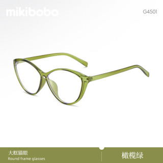 mikibobo 复古大猫框 近视眼镜  双眼近视200度 G4501橄榄绿