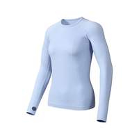 GOLOVEJOY高乐捷瑜伽服女运动上衣紧身长袖速干圆领显瘦跑步普拉提蓝S