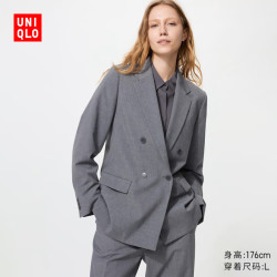 优衣库 女装双排扣茄克/外套通勤商务夹克25秋冬481603 484252 481603/05天灰色 3XL