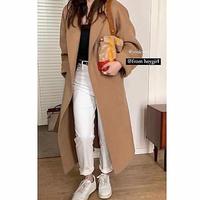 FOURDATRY纯手工缝制双面羊毛大衣女中高级感韩版宽松2025秋冬呢子外套 驼色 M