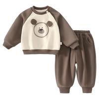 儿童服装秋冬季男女宝宝衣服加厚保暖双层卫衣套装外出服小童外套