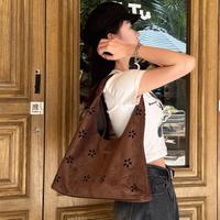 妖精的口袋 2025冬季复古麂皮绒大容量镂空托特包小众高级通勤单肩包