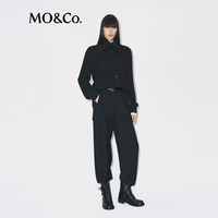 MO&Co.针织开衫2025冬含羊驼毛牦牛绒海军领高领毛衣外套MBE4CAR017 炭黑花灰色 XS /155