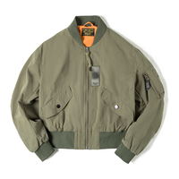 马登 MADEN女装 美式复古MA1飞行员夹克外套vintage纯棉短款上衣秋 军绿色 M 军绿色 马登 MADEN工装