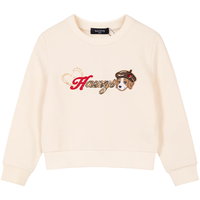 哈吉斯 女童卫衣秋舒适微弹经典圆领时尚简约百搭卫衣 奶油色 145