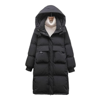 雅鹿羽绒服女装中长款冬季连帽保暖加厚时尚大码通勤百搭气质防风外套 黑色
