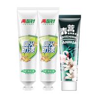 两面针中药牙膏清新口气帮助减轻牙龈问题3支家庭实惠套 姜盐140g*2+青蒿120g
