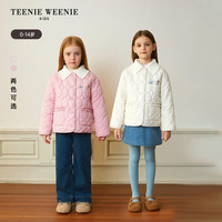Teenie Weenie Kids小熊童装25年新款秋冬女童宝宝可拆翻领棉服外套 米白色 100 cm