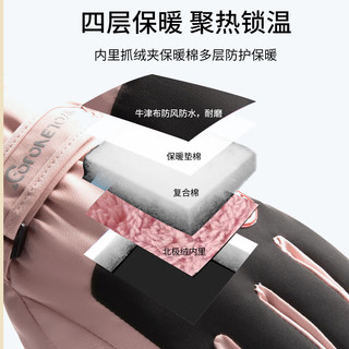 勋阳宇乐手套男士秋冬季骑行电动车加绒防风防泼水保暖女士触屏棉滑雪手套 滑雪2311女浅灰色 均码