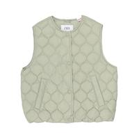 ZARA 儿童轻盈保暖纯色绗缝圆领按扣开衫背心马甲羽绒服