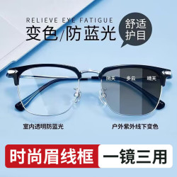 JIMMY ORANGE 防蓝光变色眼镜 黑银镜架 9445款
