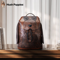 暇步士 真皮双肩包男士复古休闲背包14英寸大容量电脑包轻便随身