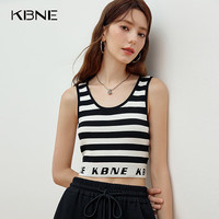 KBNE黑白条纹毛织背心内搭上衣小个子女2025春季新款百搭气质女装 黑色几何