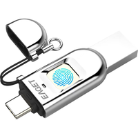 EAGET 忆捷 FU68 USB3.1 U盘 银色 256GB USB-A/Type-C