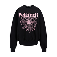 MARDI MERCREDI 小雏菊黑粉印花圆领卫衣女宽松韩系红色上衣春秋百搭