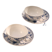 RoyalCopenhagen皇家哥本哈根半蕾丝唐草-2杯2碟陶瓷套装 半蕾丝唐草2杯2碟