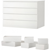 宜家(IKEA)MALM马尔姆卧室家用斗柜收纳柜床边柜抽屉柜简约杂物柜 四屉柜白色+储物盒6件套 其他