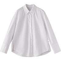 初语棉质衬衫女2026春季花朵刺绣多巴胺元气休闲外套上衣 米白色 S